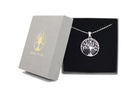 Blue Goldstone Round Tree Of Life Pendant with Silver Chain Primal Chakra