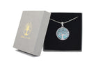 Blue Turquoise Round Tree Of Life Pendant with Silver Chain Primal Chakra