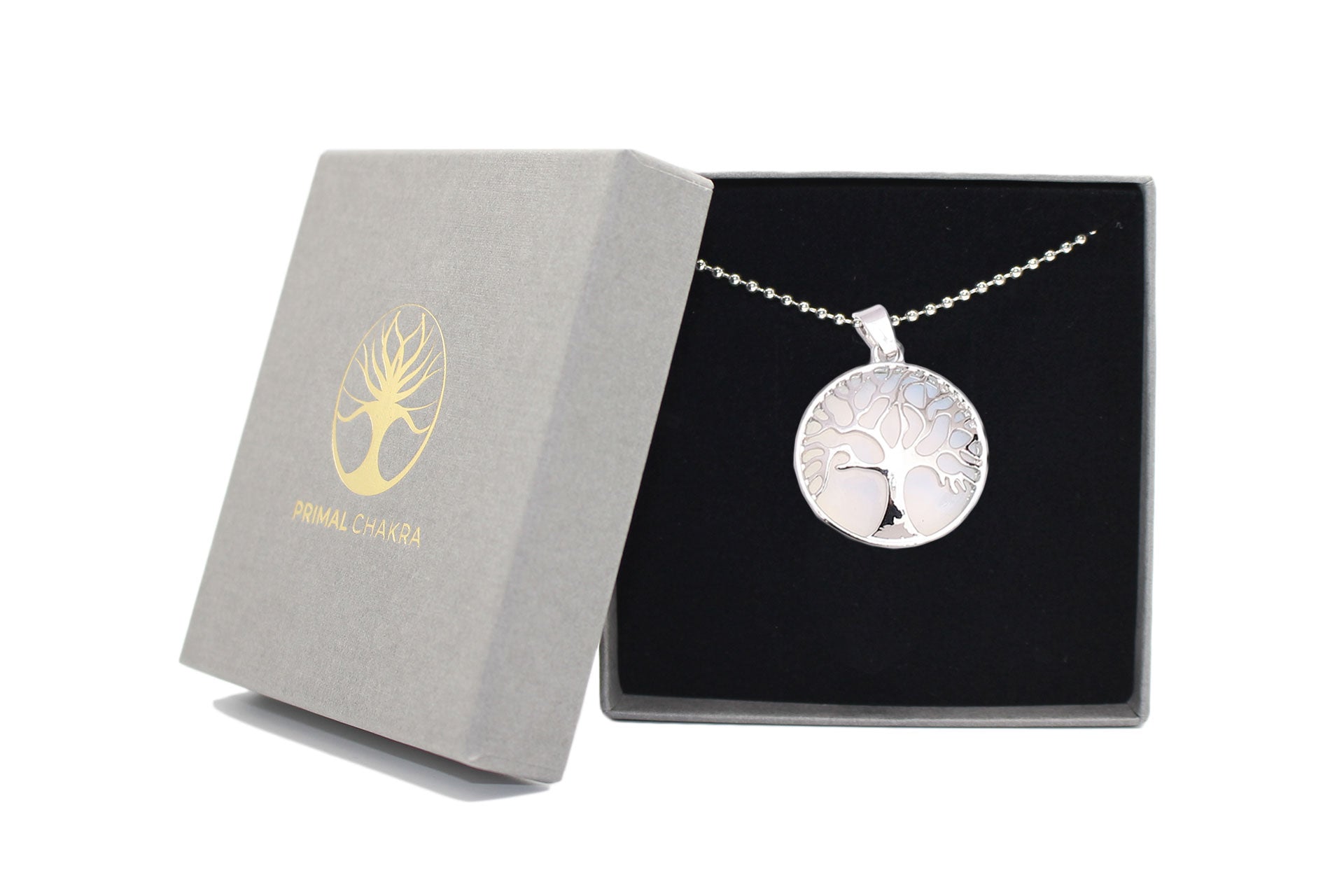 Opal Round Tree Of Life Pendant with Silver Chain Primal Chakra