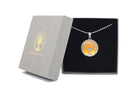 Yellow Agate Round Tree Of Life Pendant with Silver Chain Primal Chakra