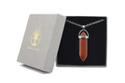 Brown Goldstone Contemporary Dagger Pendant with a Silver Chain Primal Chakra