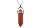 Brown Goldstone Contemporary Dagger Pendant with a Silver Chain Primal Chakra