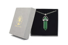 Green Aventurine Contemporary Dagger Pendant with a Silver Chain Primal Chakra