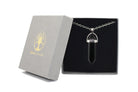 Black Agate Contemporary Dagger Pendant with a Silver Chain Primal Chakra
