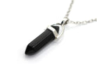 Black Agate Contemporary Dagger Pendant with a Silver Chain Primal Chakra