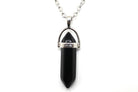 Black Agate Contemporary Dagger Pendant with a Silver Chain Primal Chakra