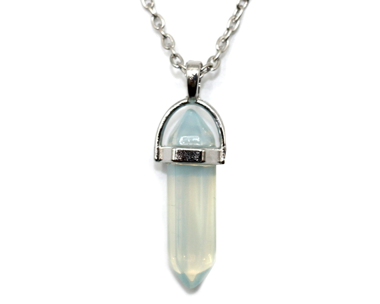 Opal Contemporary Dagger Pendant with a Silver Chain Primal Chakra