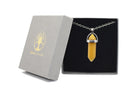 Yellow Agate Contemporary Dagger Pendant with a Silver Chain Primal Chakra