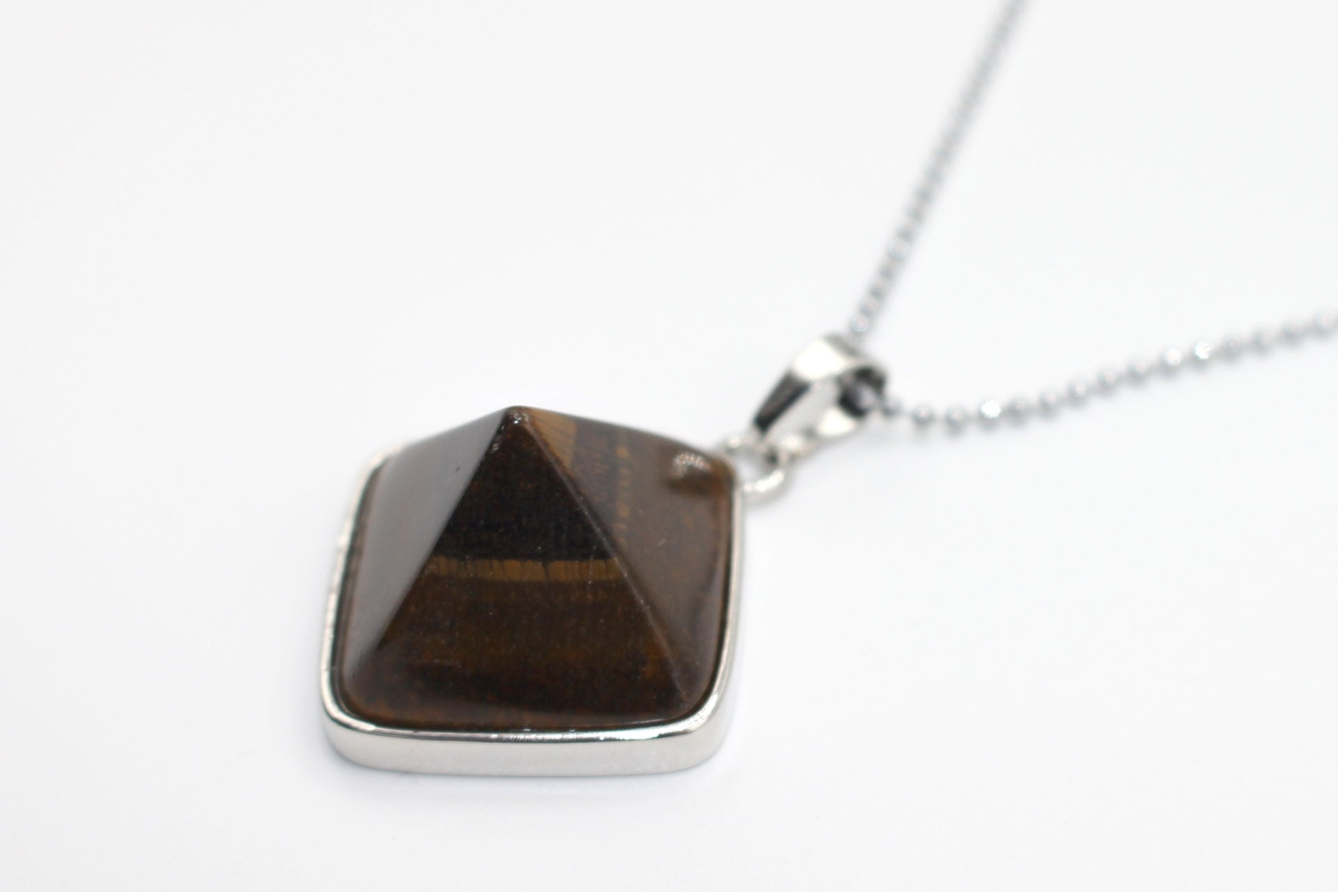 Tiger Eye Prism Pendant with a Silver Chain Primal Chakra