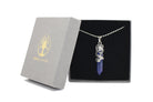 Blue Sodalite Crystal Dagger Pendant with Silver Chain Primal Chakra