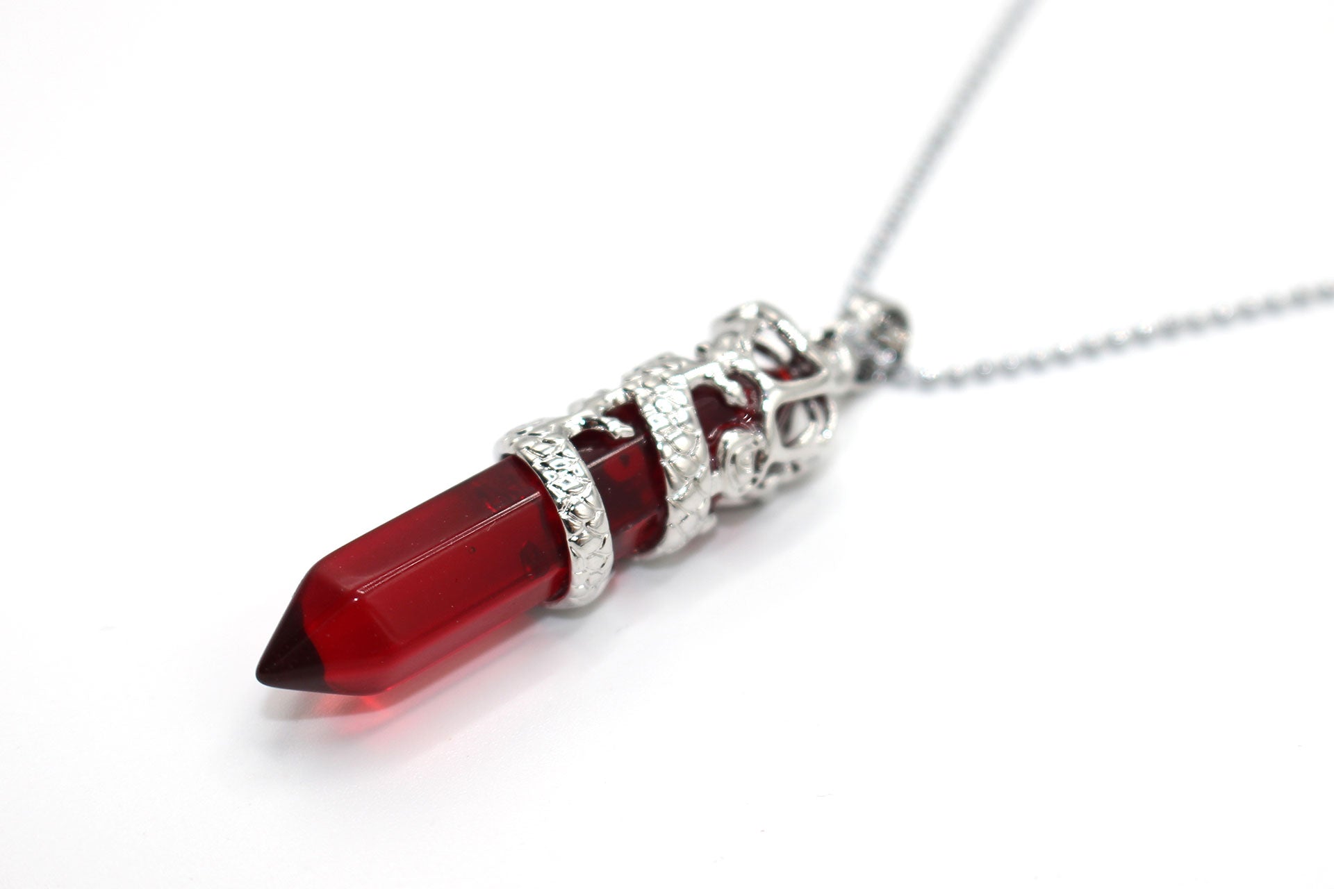 Red Agate Dagger Pendant with a Silver Chain Primal Chakra