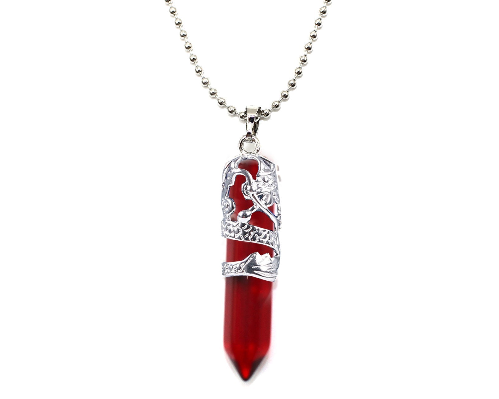 Red Agate Dagger Pendant with a Silver Chain Primal Chakra