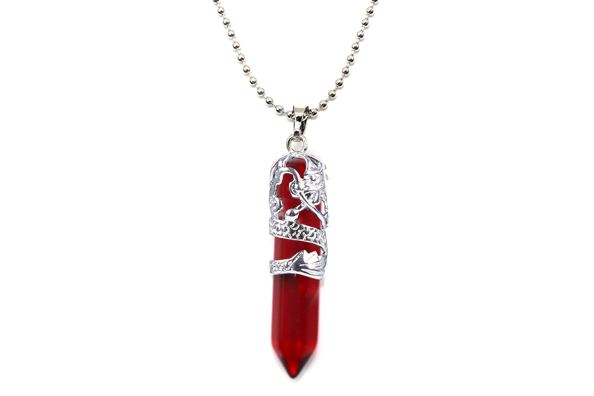 Red Agate Dagger Pendant with a Silver Chain Primal Chakra