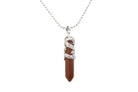 Brown Goldstone Crystal Dagger Pendant with Silver Chain Primal Chakra