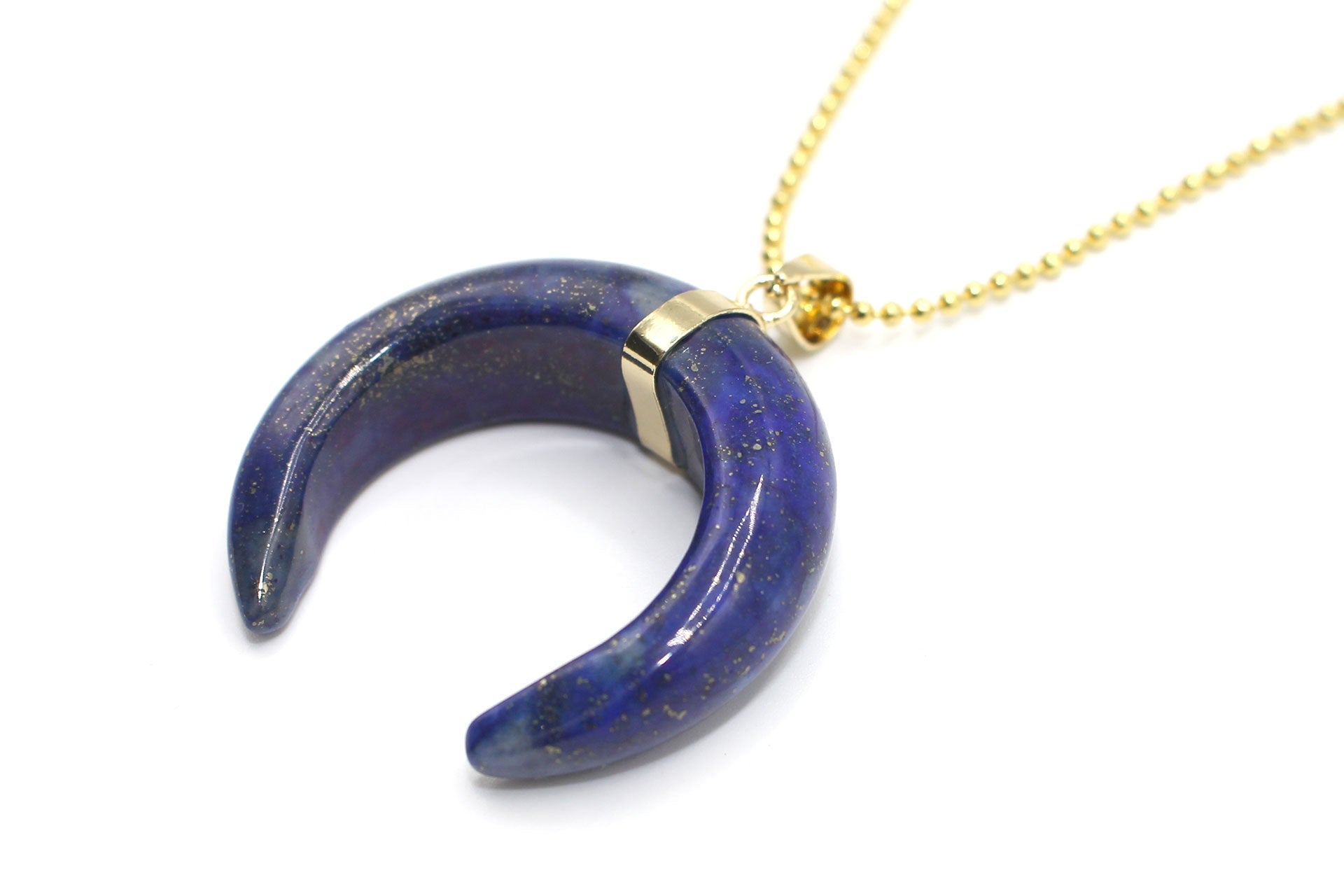 lapis lazuli Eclipse Moon Pendant with a Gold Chain Primal Chakra