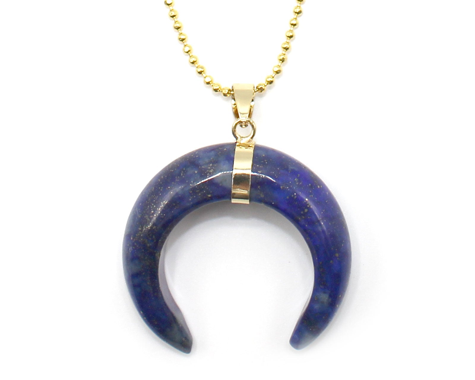 lapis lazuli Eclipse Moon Pendant with a Gold Chain Primal Chakra