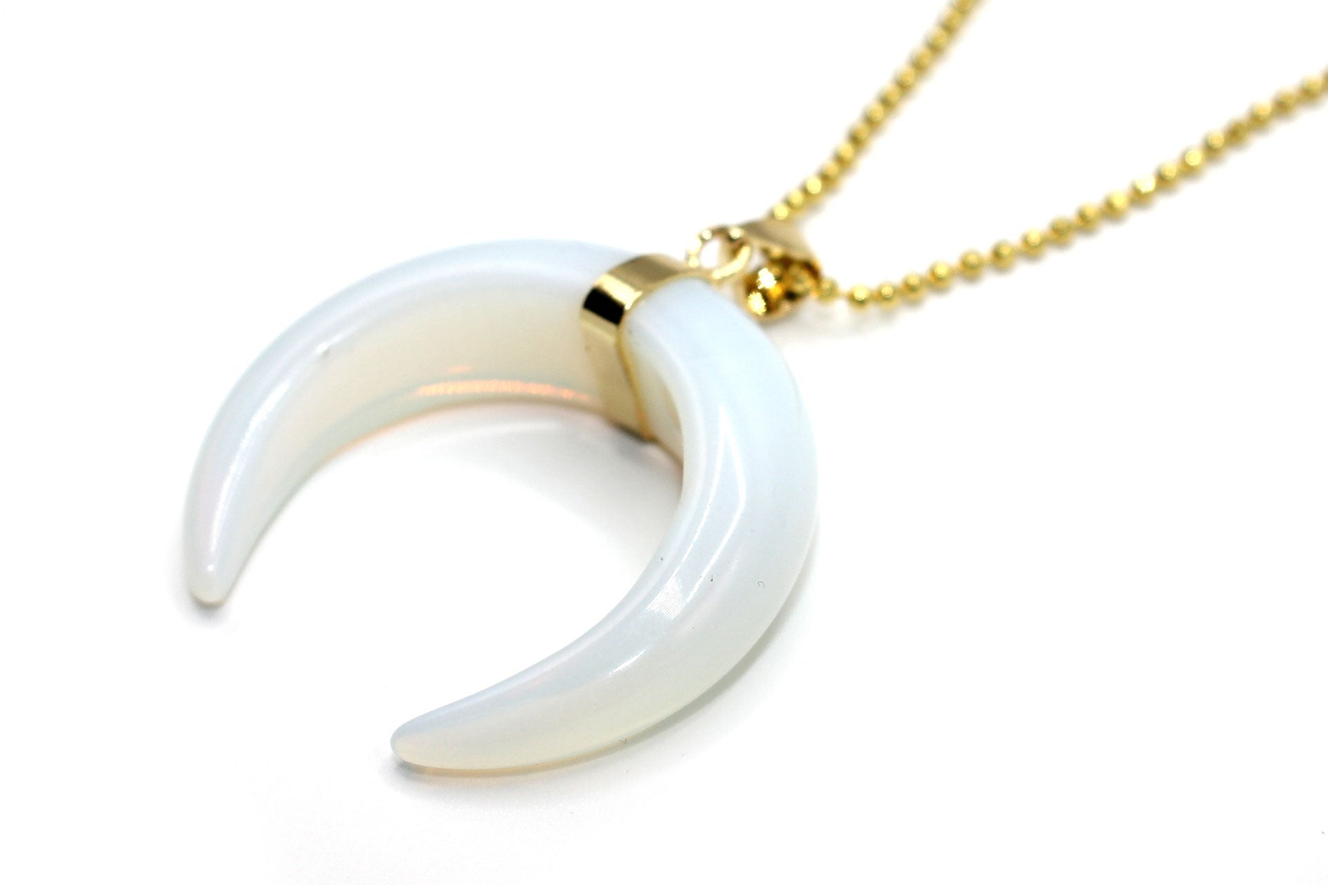 Opal Eclipse Moon Pendant with a Gold Chain Primal Chakra