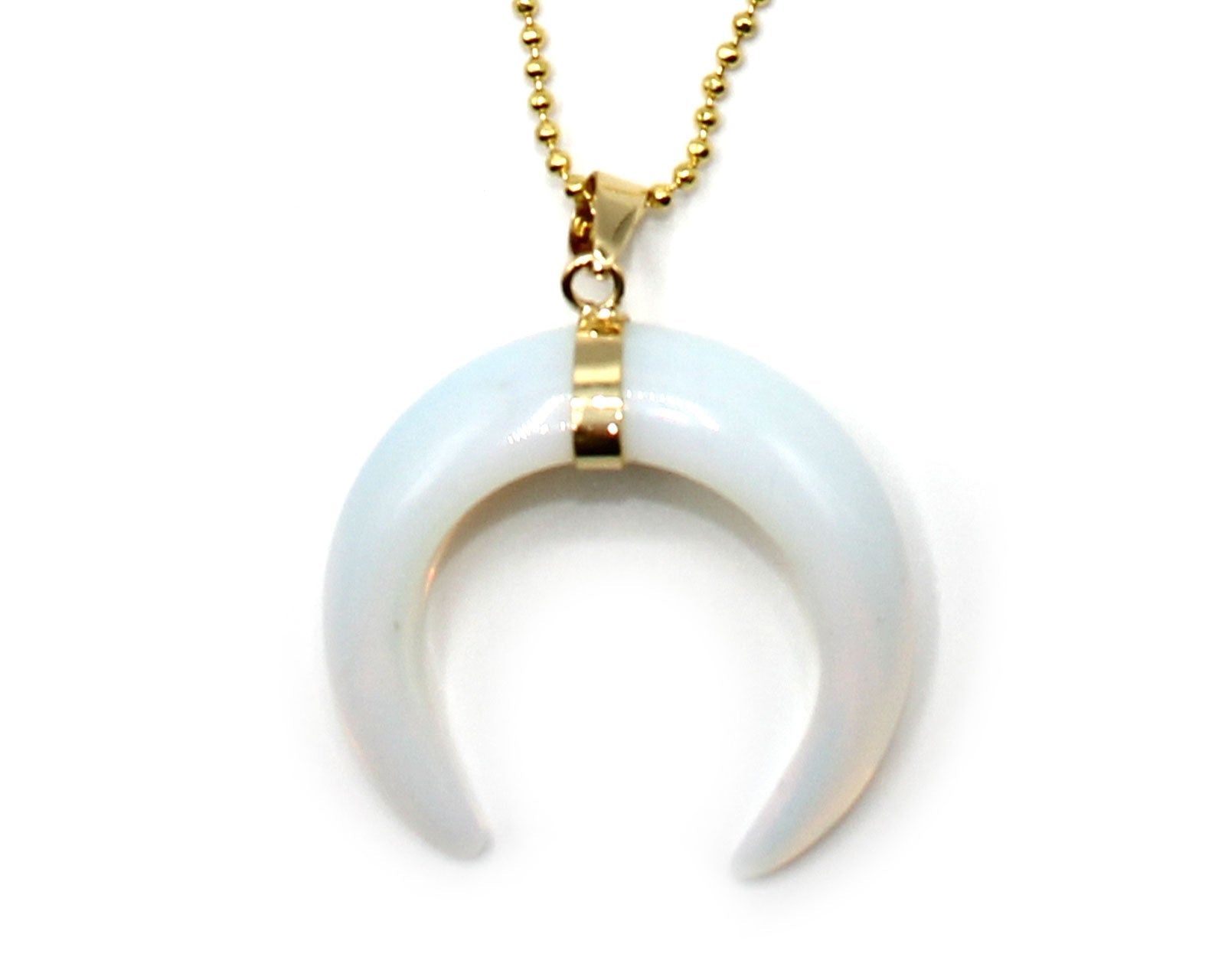 Opal Eclipse Moon Pendant with a Gold Chain Primal Chakra