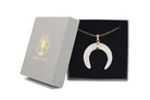 Rose Quartz Eclipse Moon Pendant with a Gold Chain Primal Chakra