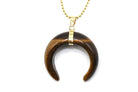 Tiger Eye Eclipse Moon Pendant with a Gold Chain Primal Chakra