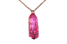 Hex Pink Crystal Tree Of Life Pendant with Gold Chain Primal Chakra