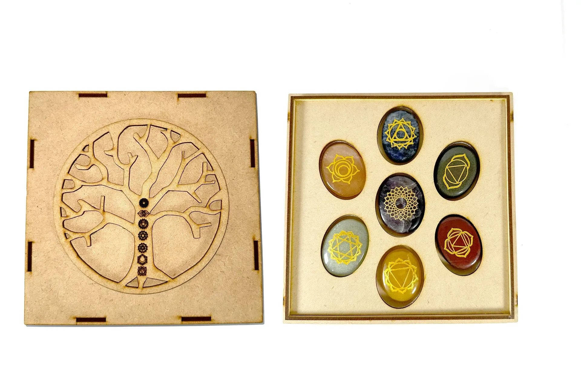 7 Chakra Oval Disk Set In Presentation Box Primal Chakra