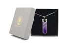 Amethyst Crystal Dagger Pendant with Silver Chain Primal Chakra