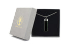 Black Tourmaline Crystal Dagger Pendant with Silver Chain Primal Chakra
