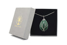 Green Aventurine Crystal Tree Of Life Pear Pendant with Silver Chain Primal Chakra