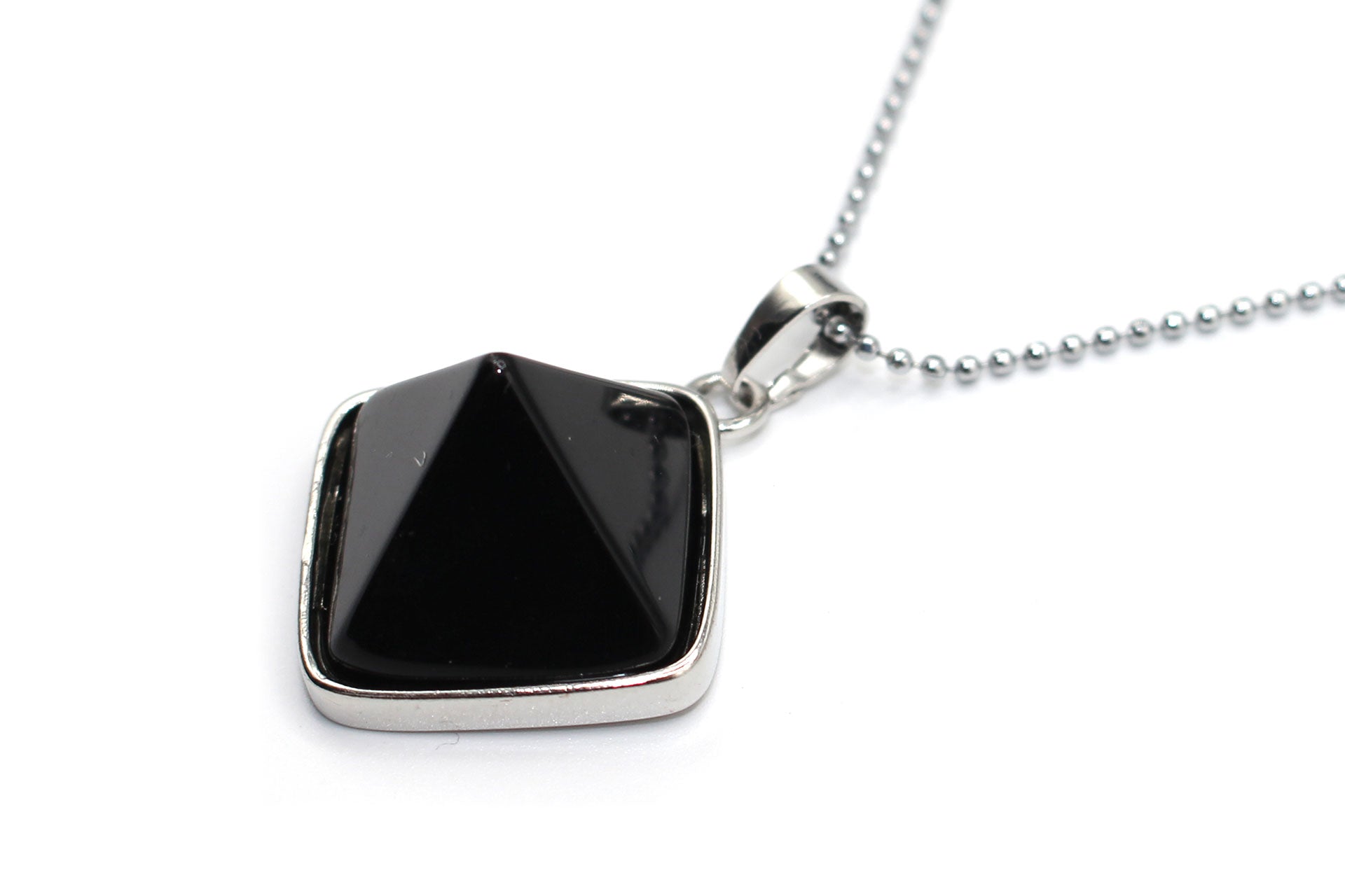 Black Agate Prism Pendant with a Silver Chain Primal Chakra