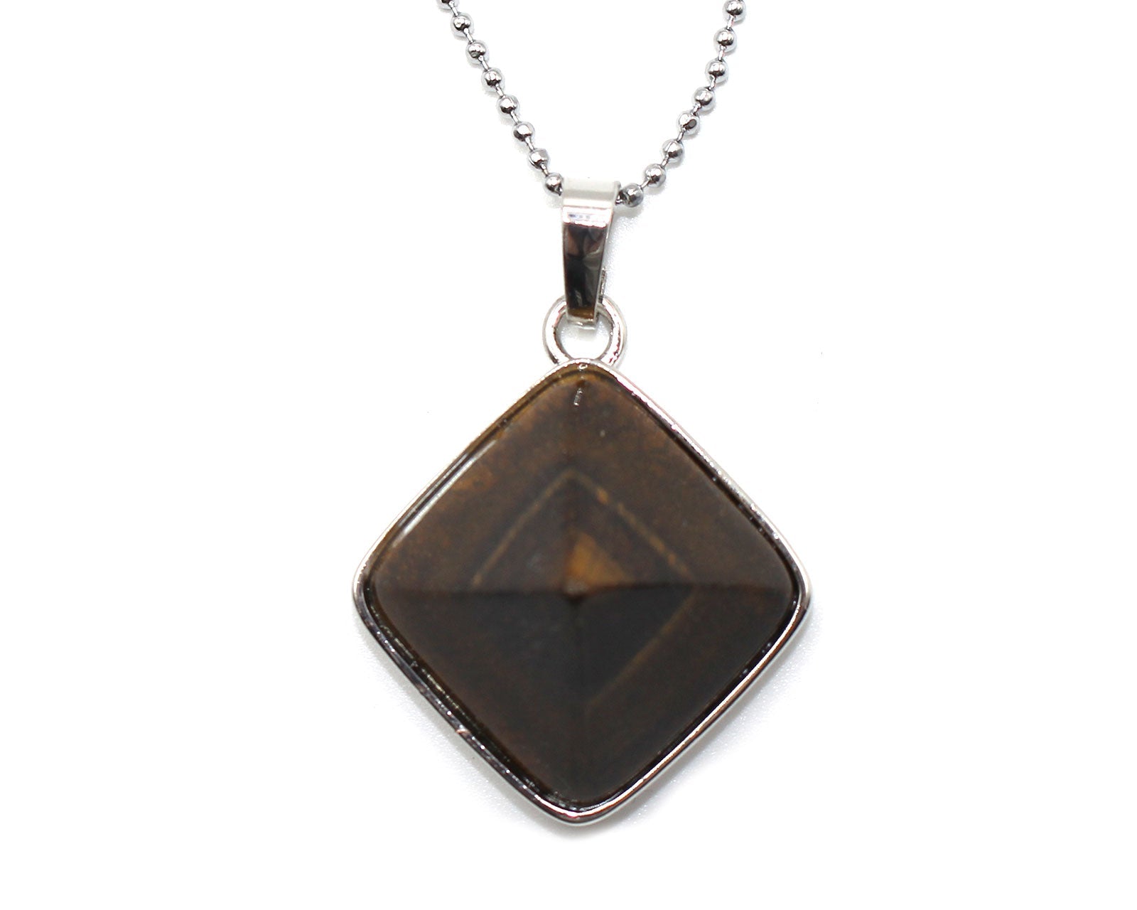 Tiger Eye Prism Pendant with a Silver Chain Primal Chakra