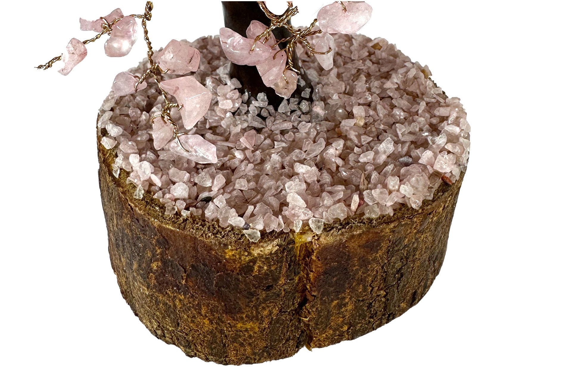 Extra Large Reiki Energy Charged Rose Quartz Wood Base Tree Of Life Primal Chakra