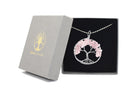 Round Tree Of Life Rose Quartz Crystal Pendant with Silver Chain Primal Chakra