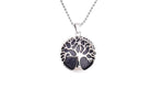 Blue Goldstone Round Tree Of Life Pendant with Silver Chain Primal Chakra