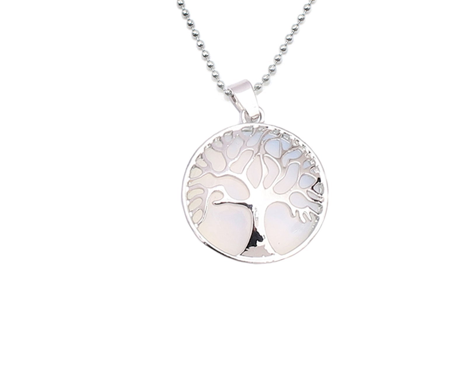 Opal Round Tree Of Life Pendant with Silver Chain Primal Chakra