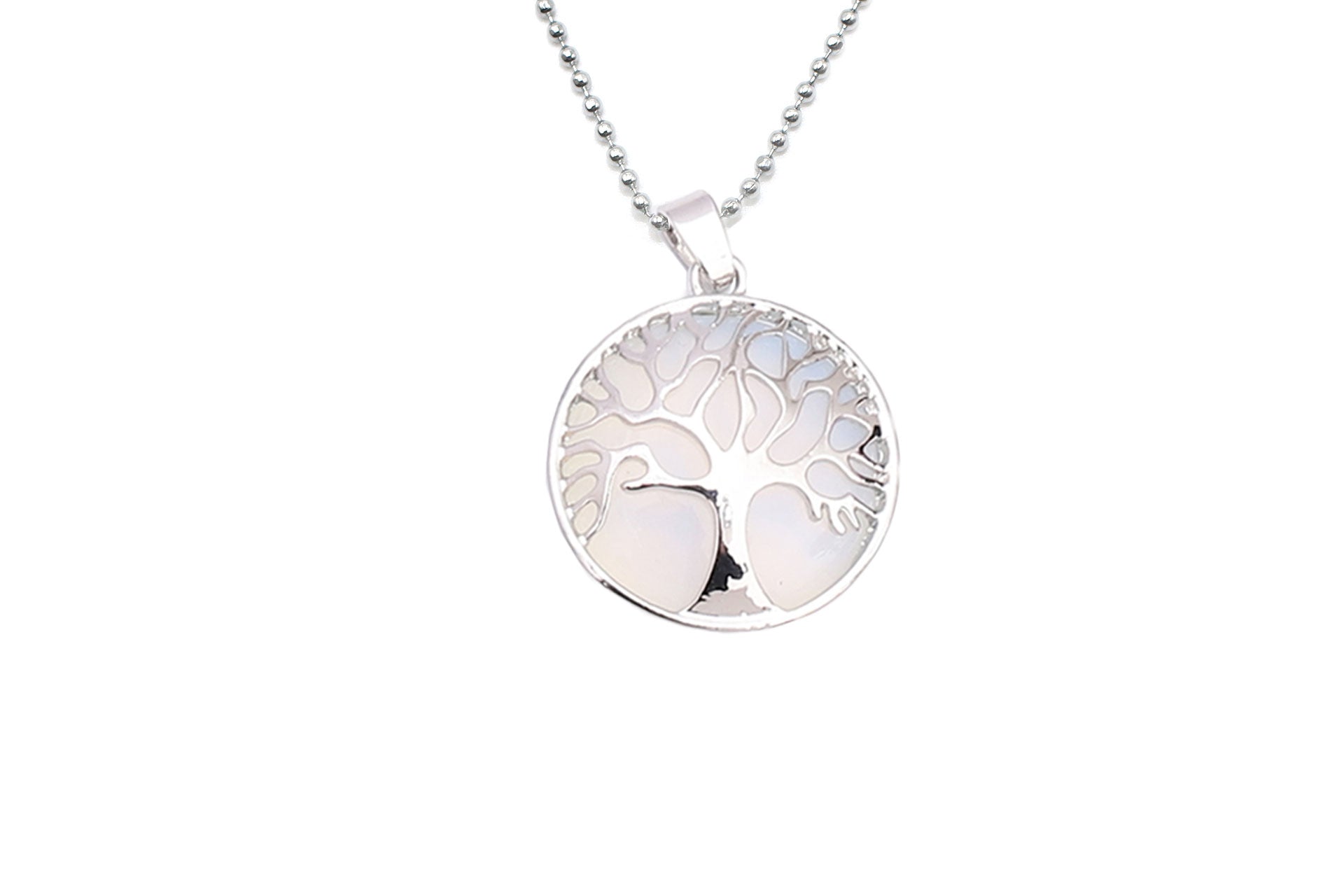 Opal Round Tree Of Life Pendant with Silver Chain Primal Chakra