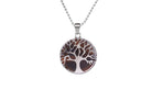 Tiger Eye Round Tree Of Life Pendant with Silver Chain Primal Chakra