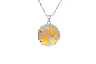 Yellow Agate Round Tree Of Life Pendant with Silver Chain Primal Chakra