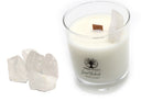 Sweet Rhubarb 30cl Reiki Energy Charged Scented Candle with Raw Clear Quartz Crystal Primal Chakra