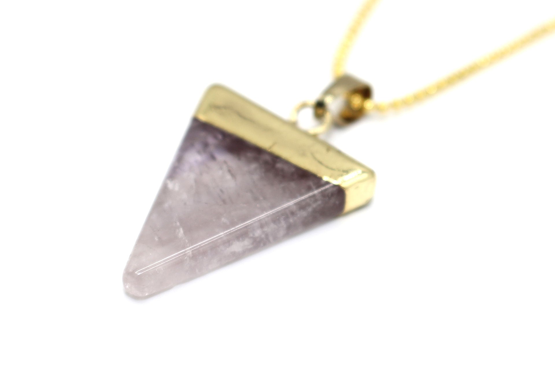 Amethyst Triangle Pendant with Gold Chain Primal Chakra
