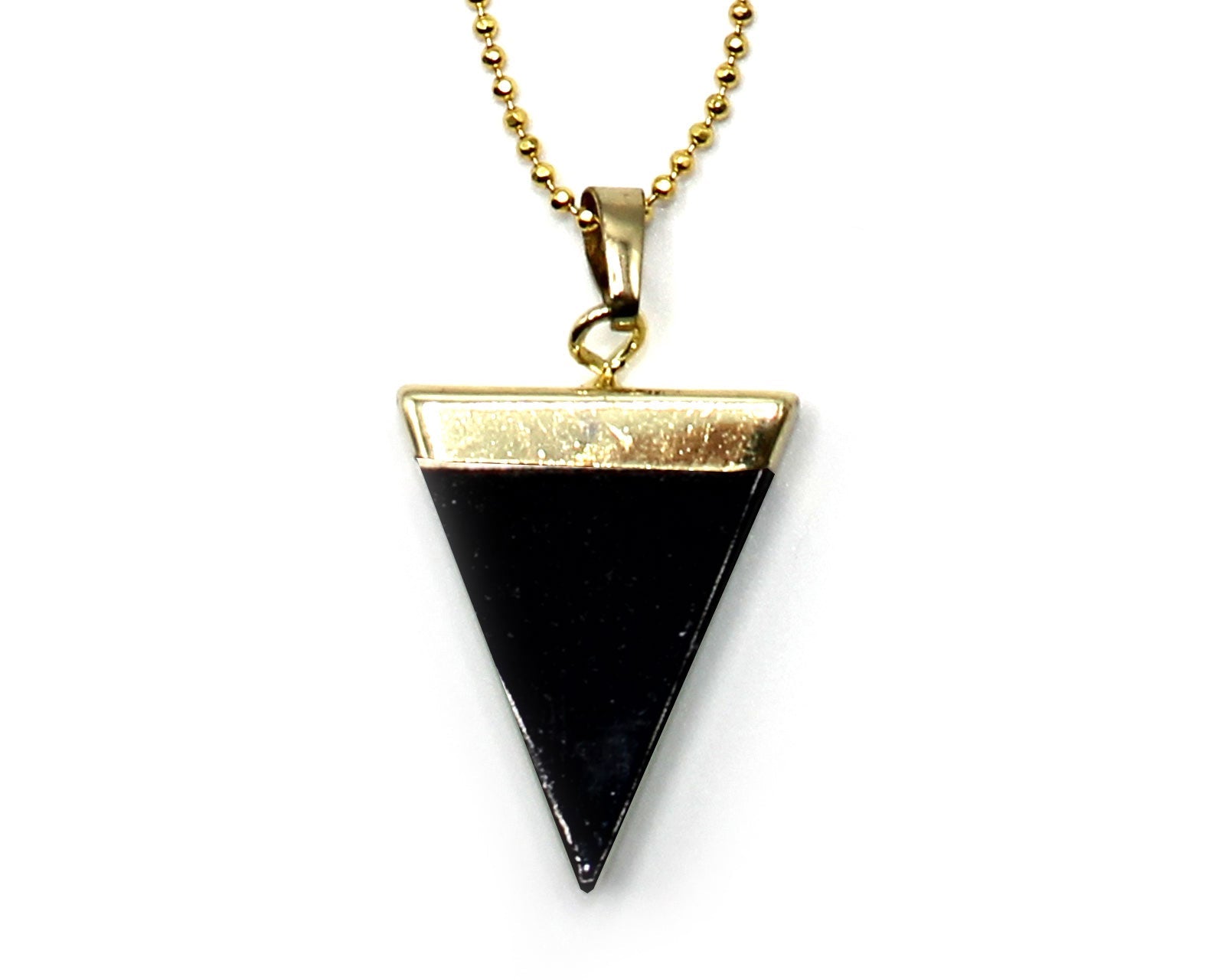 Obsidian Triangle Pendant with Gold Chain Primal Chakra