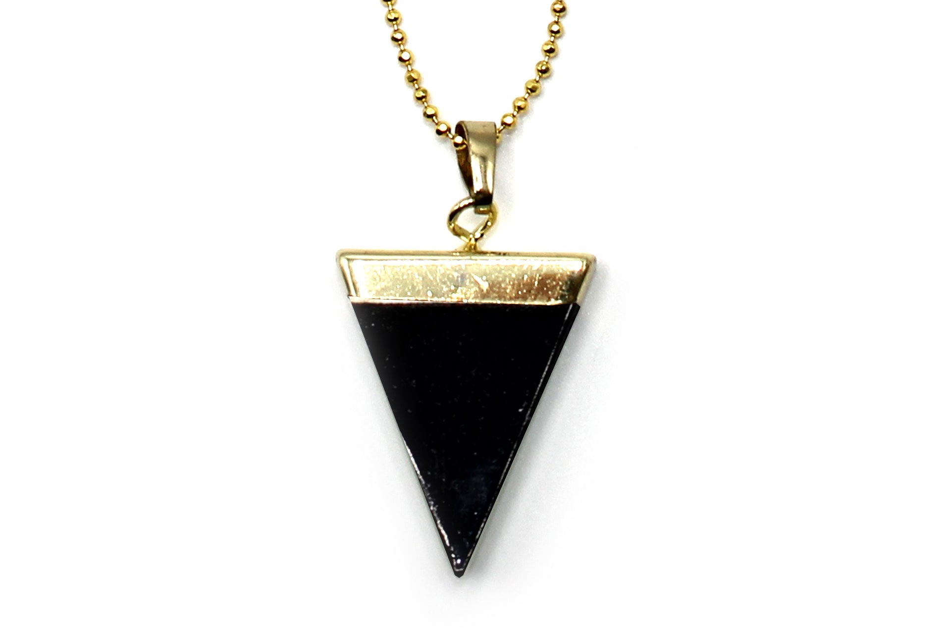 Obsidian Triangle Pendant with Gold Chain Primal Chakra