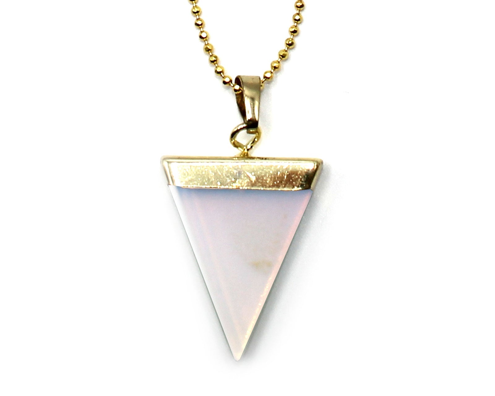 Opal Triangle Pendant with Gold Chain Primal Chakra
