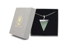 Green Aventurine Triangle Pendant with Silver Chain Primal Chakra