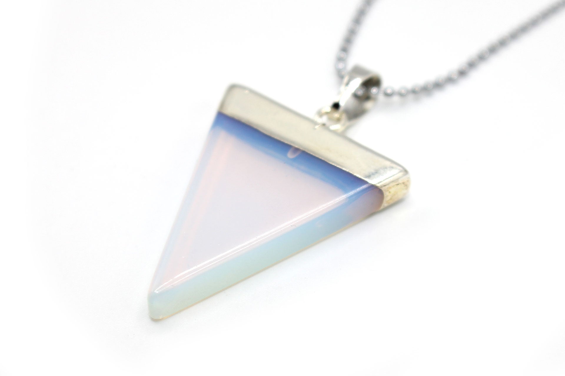 Opal Triangle Pendant with Silver Chain Primal Chakra