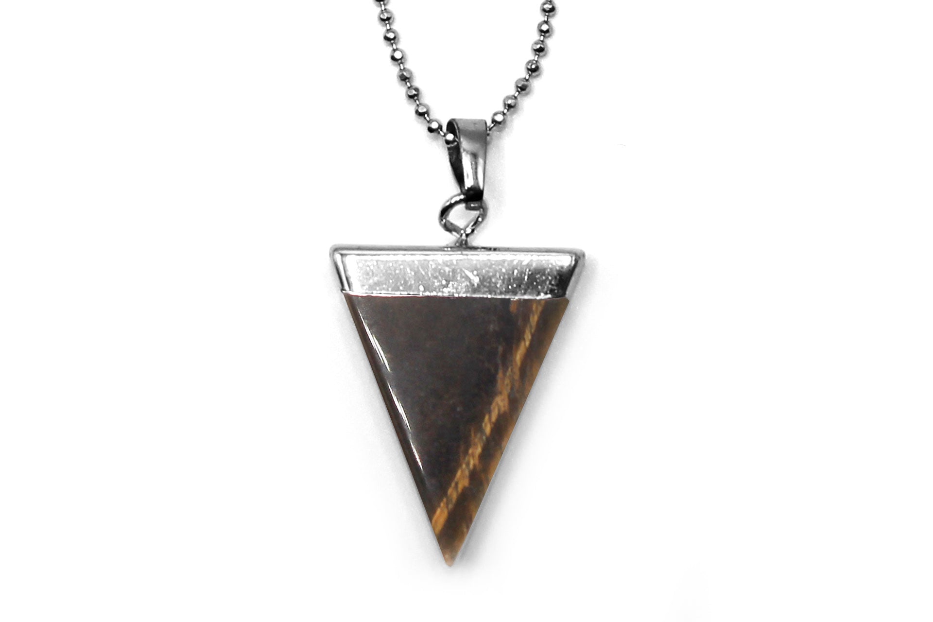 Tiger Eye Triangle Pendant with Silver Chain Primal Chakra