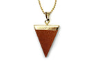 Gold Goldstone Triangle Pendant with Gold Chain Primal Chakra