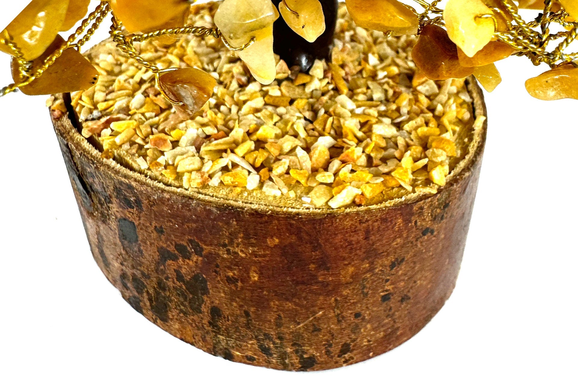 Extra Large Reiki Energy Charged Yellow Citrine Wood Base Tree Of Life Primal Chakra