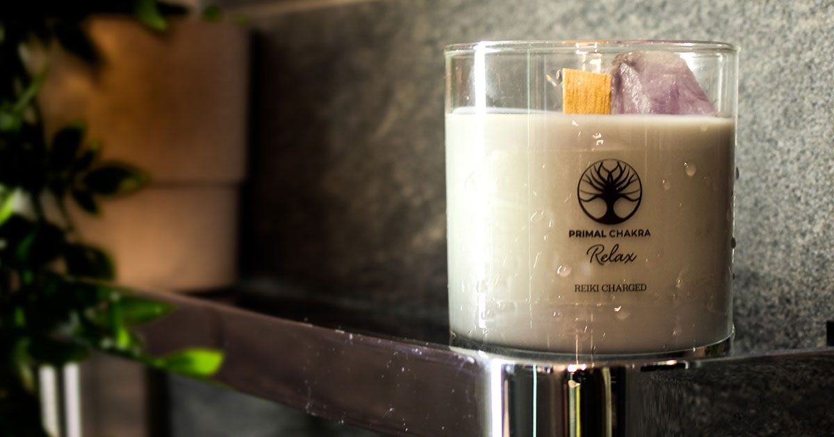 relax candle spa range in bathroom