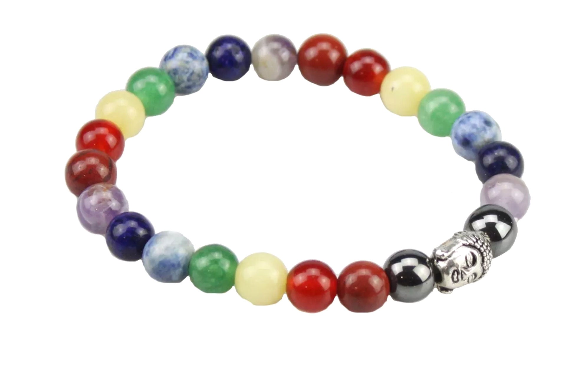 7 Chakra and Hematite Buddha Head Bracelet Primal Chakra